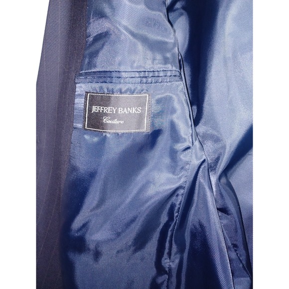 Men's Jeffrey Banks Couture Dark Blue‎ Pinstripe Suit , Size 40 Small - Picture 6 of 8